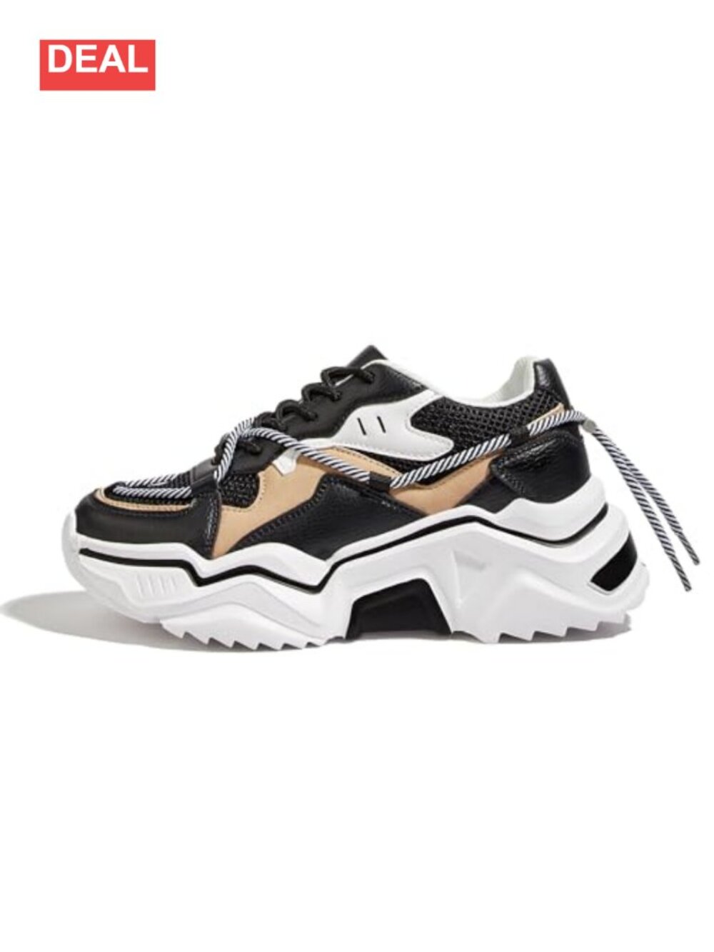 Platform Chunky Sneakers Low Top Lace-Up Walking Shoes